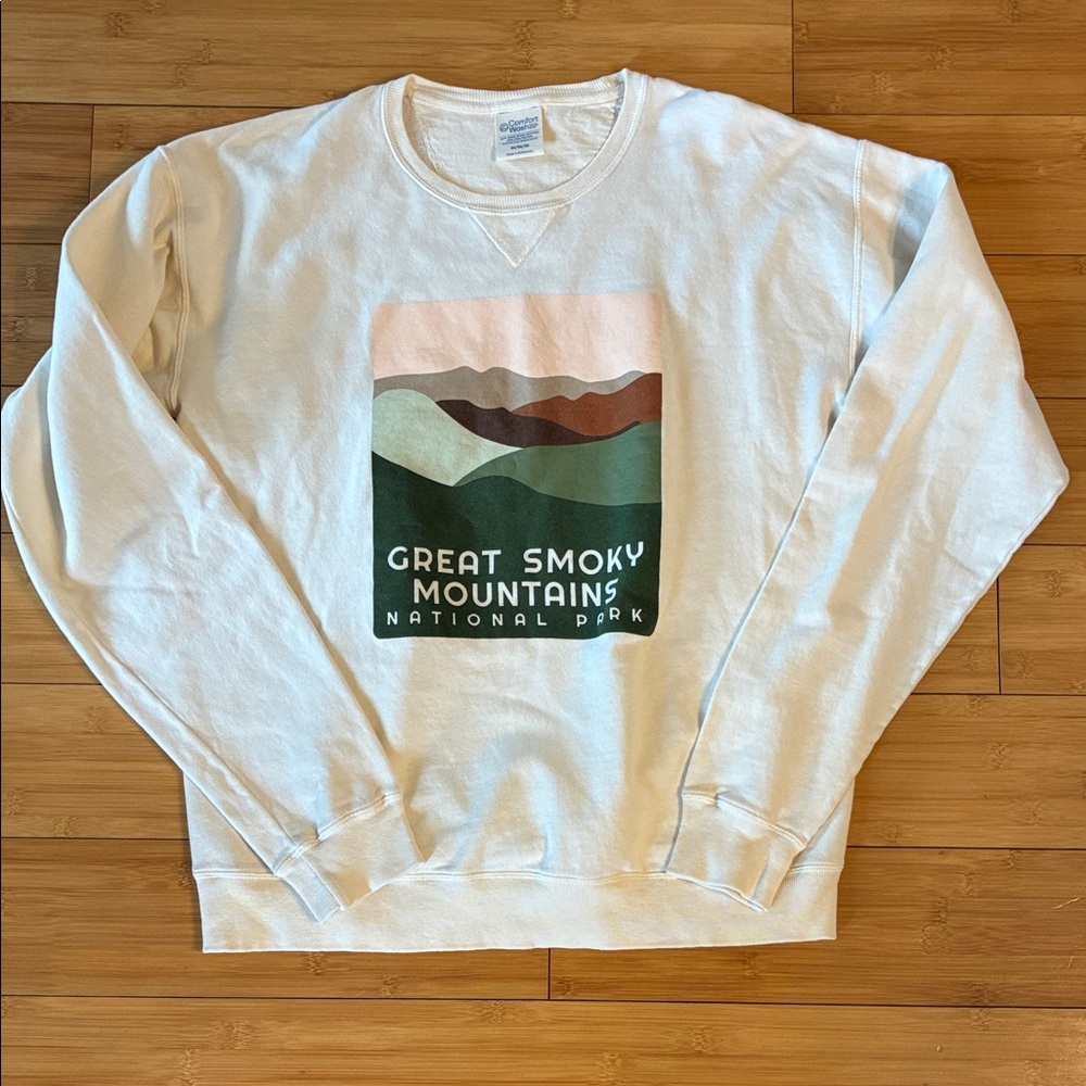 National Parks Great Smoky Mountains Graphic Crewneck Sweater - White